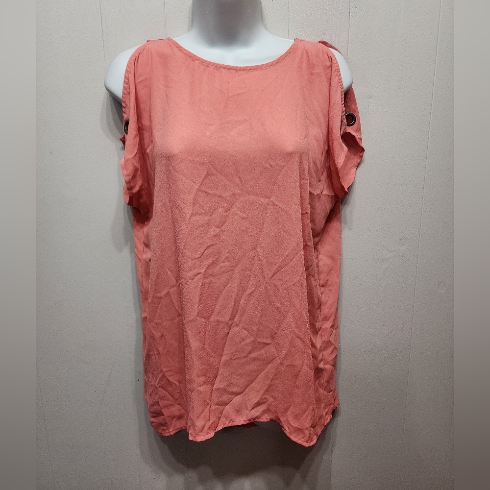 Maurices Blouse Small Lightweight Coral Semi Sheer Casual Office B852